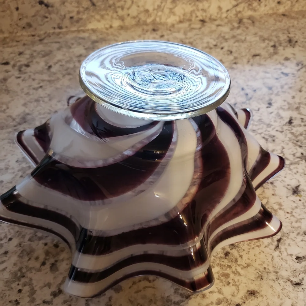 Candy dish, serving dish hand-blown pure and white